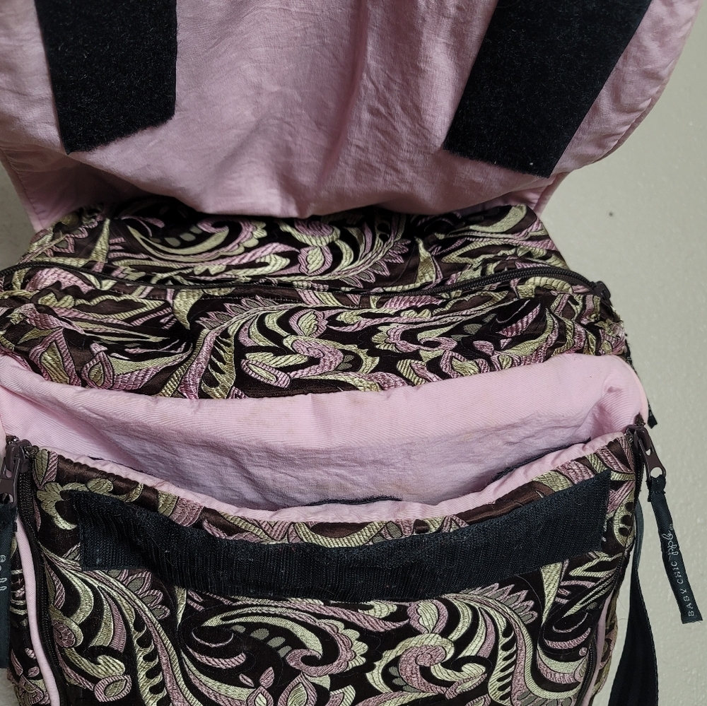 Petunia Pickle Bottom Brown Pink Tan Floral Paisley Diaper Bag - Picture 7 of 16